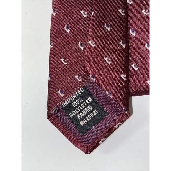 Vintage Sears Perma-Prest Fashion Collection Men's Neck Tie Maroon Block Print - Picture 3 of 4